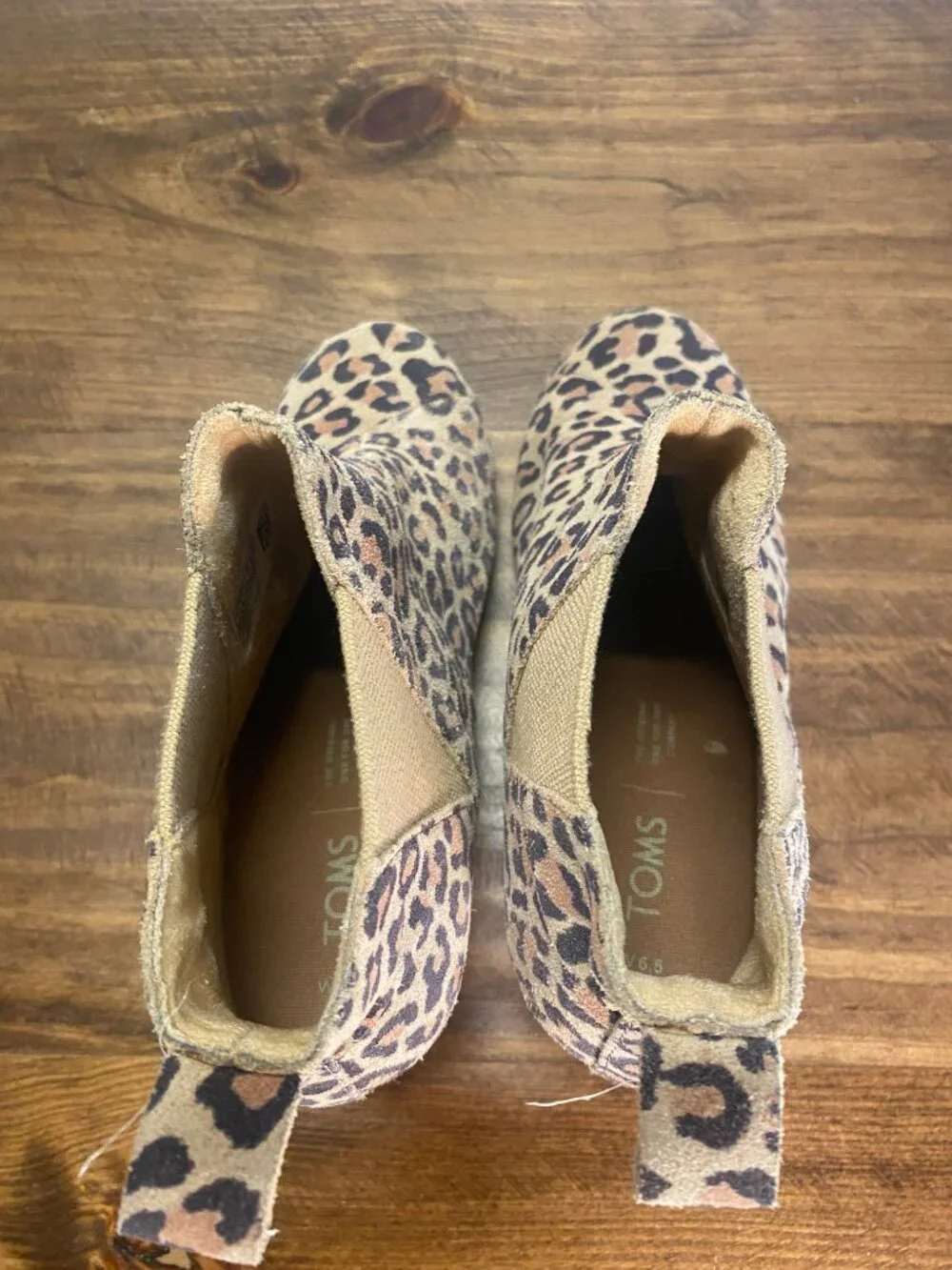 TOMS - Leopard Print Suede Wedge Ankle Booties - Women's Size 6.5